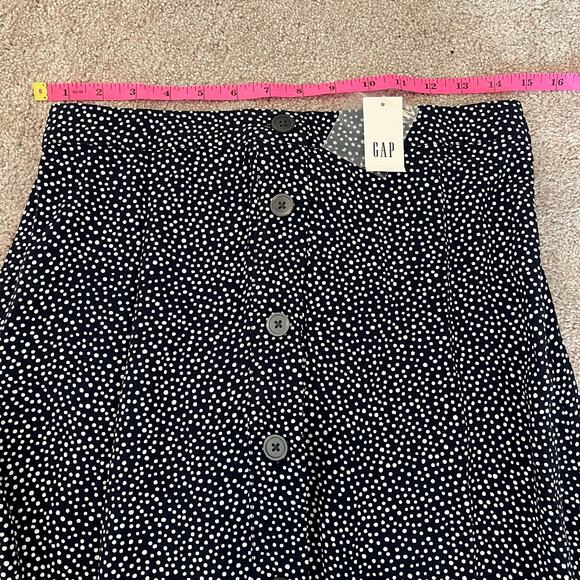 NWT Gap Women's Midi Button Down Skirt Dark Blue White Polka Dot Size 6 - Picture 4 of 6